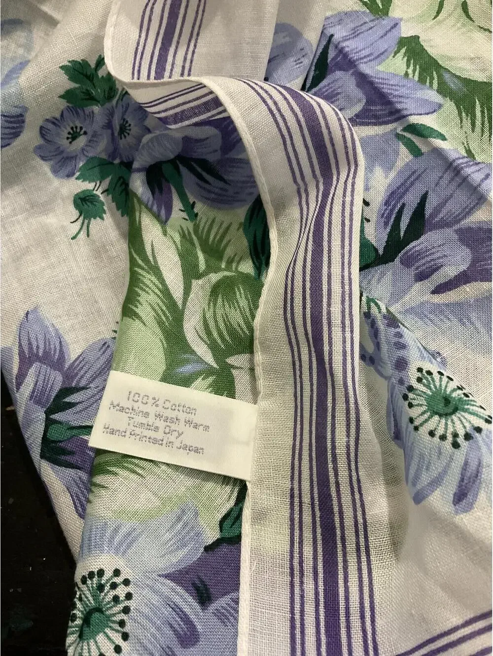 Cambridge Dry Goods Floral Cotton Scarf with Purple and Green Roses